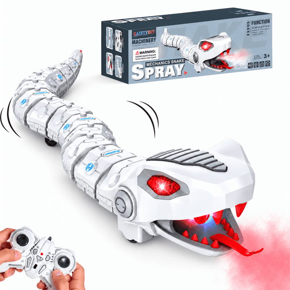 GAIETYDIY Remote Control Snake,Spray Robot Snakes RC Animals Toy for Kids | 6 Music & LED Light & Demo & 2.4Ghz, Christmas, Halloween, Birthday Gift for Boys Girls Ages 5-12+, Party Prank Snake, ABS