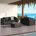 thumbnail image 1 of GAILDON 5-Piece Patio Furniture Set with Glass Table, Outdoor Sectional Rattan, All-Weather Cushions, Black, 1 of 7
