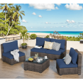 thumbnail image 1 of GAILDON 5-Piece Patio Furniture Set with Glass Table, Outdoor Sectional Rattan, All-Weather Cushions, Red, 1 of 8