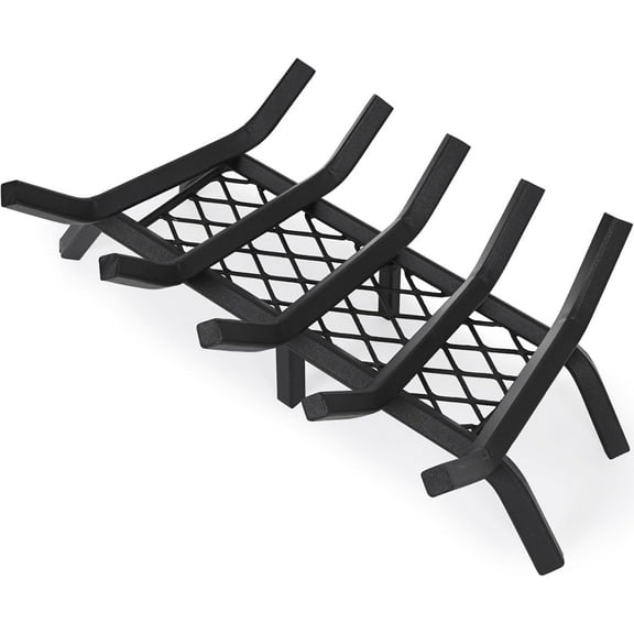 GAIN Fireplace Grate with Ember Retainer, 20" Heavy Duty Steel Indoor, Chimney Hearth Wood Stove Burning Rack Holder,1/2 Bar Fire Place Asseccories for Outdoor, Fire Pits, Camping.