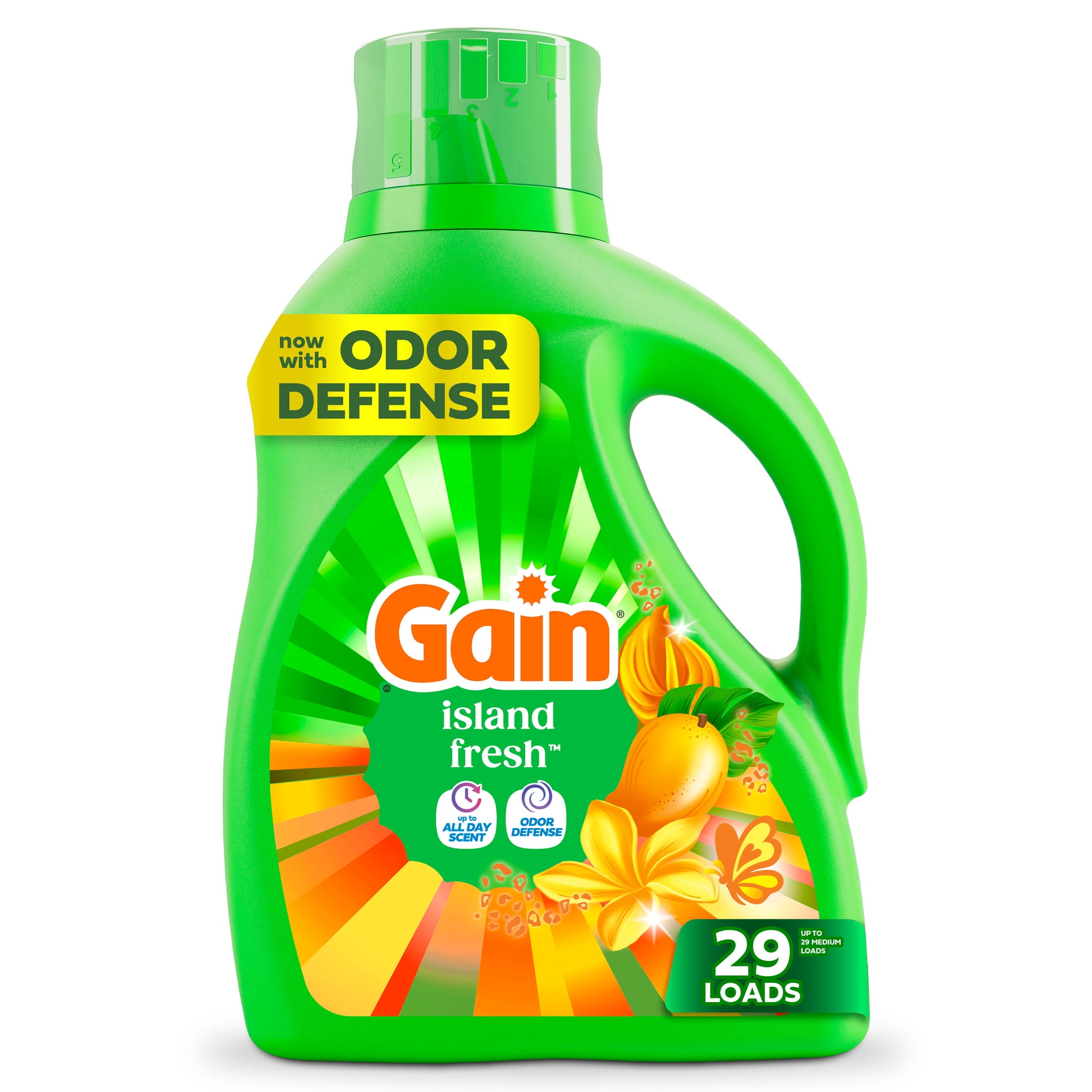 Gain Liquid Laundry Detergent, Now with Odor Defense, Island Fresh Scent, 39 fl oz, 29 Loads