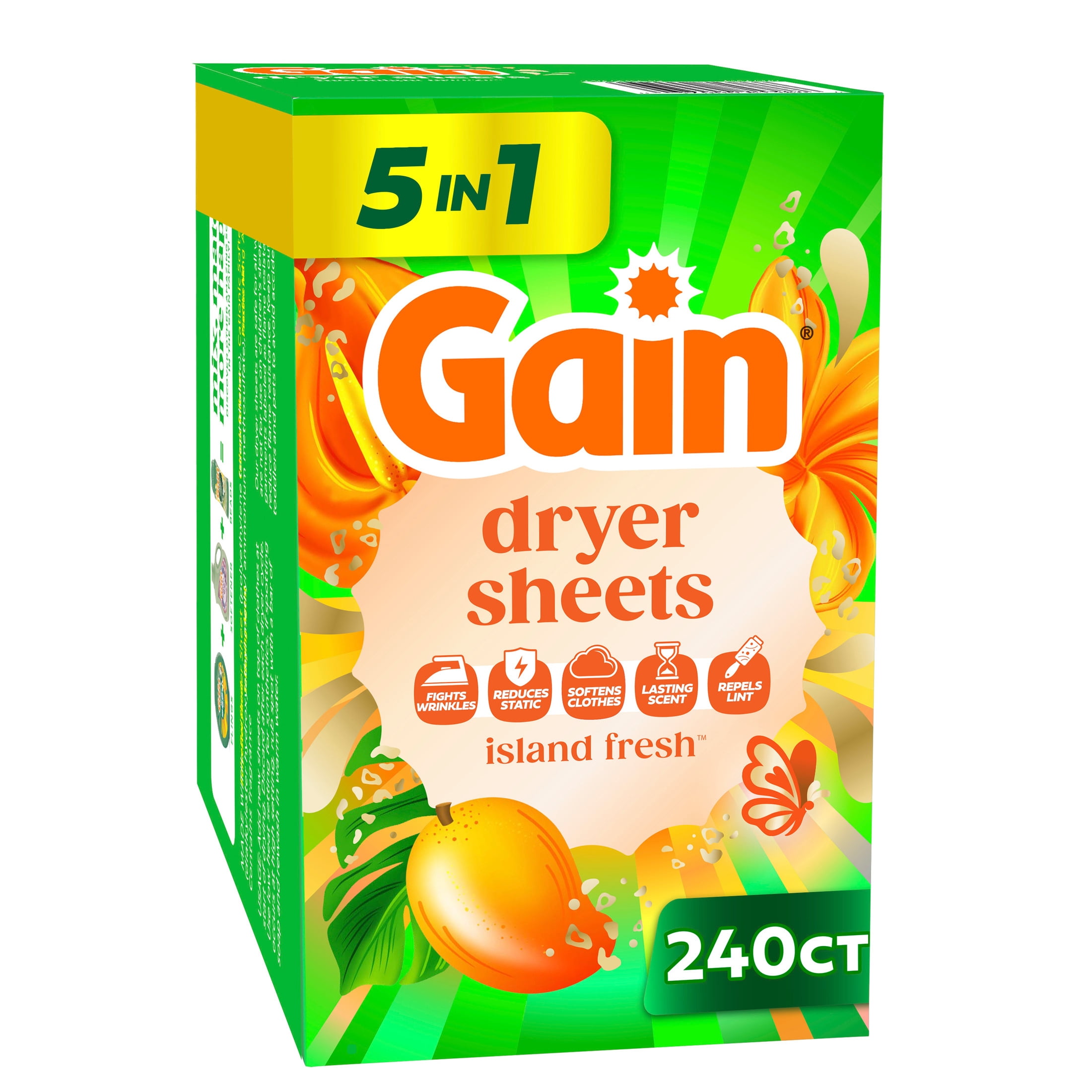 Gain Dryer Sheets, Island Fresh Scent, 240 Count