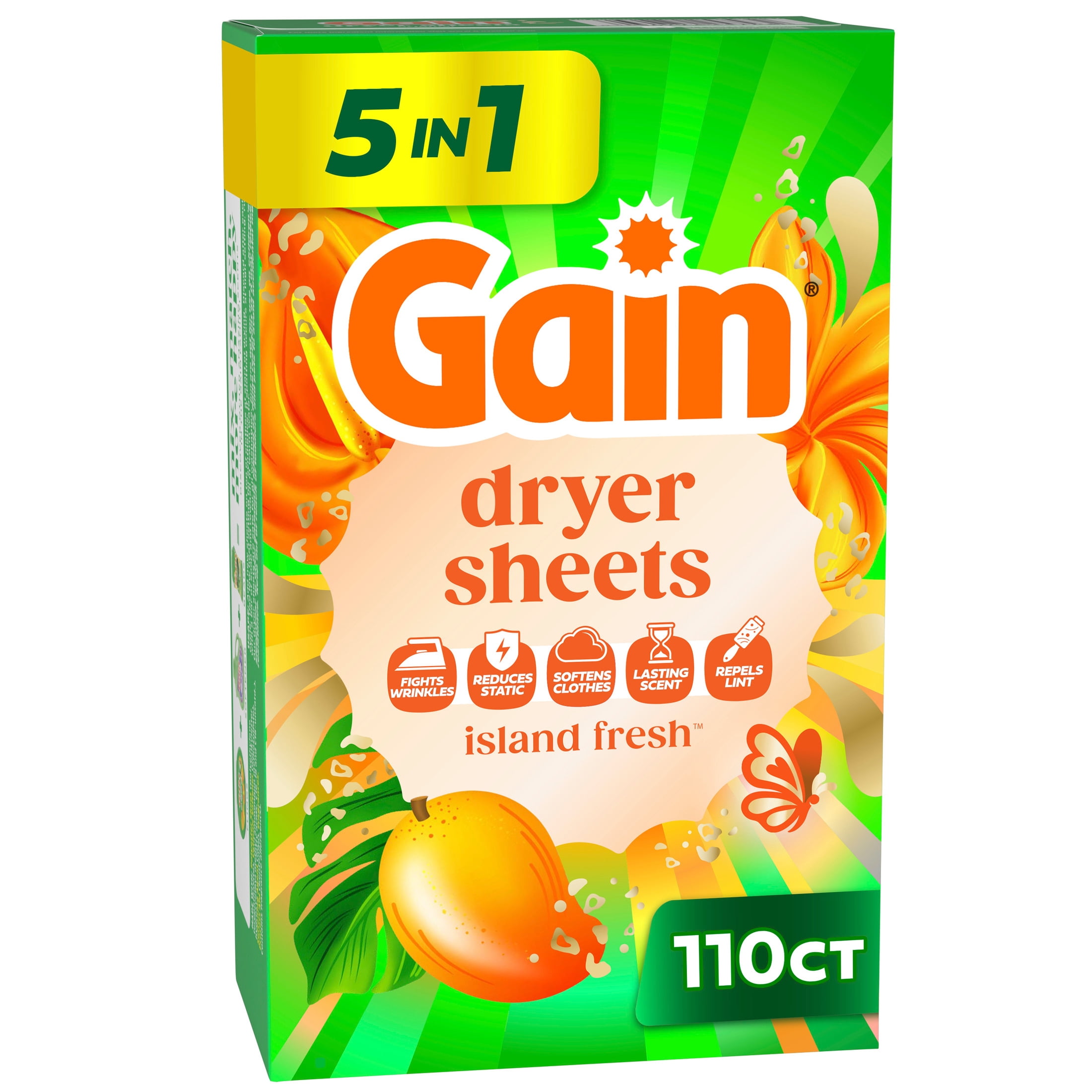 Gain Dryer Sheets, Island Fresh Scent, 110 Count