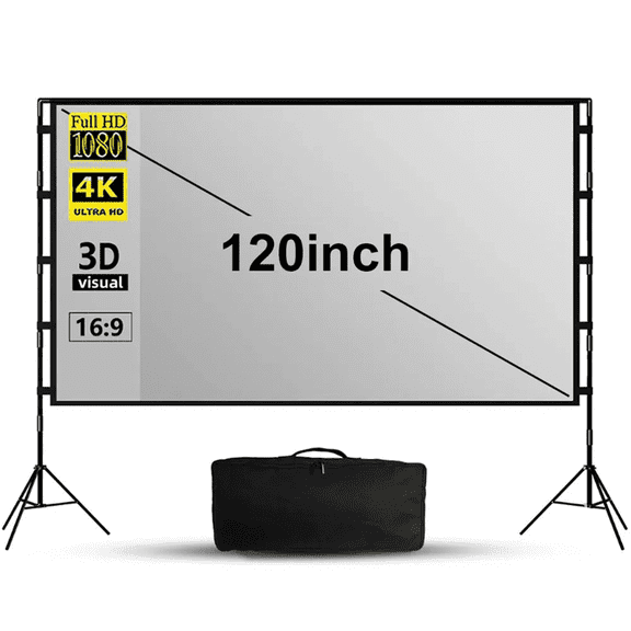 VIYODAVID 120" ALR Projector Screen with Double Stand, Gray,16:9 HD Foldable Anti-Crease Portable Movies Screen