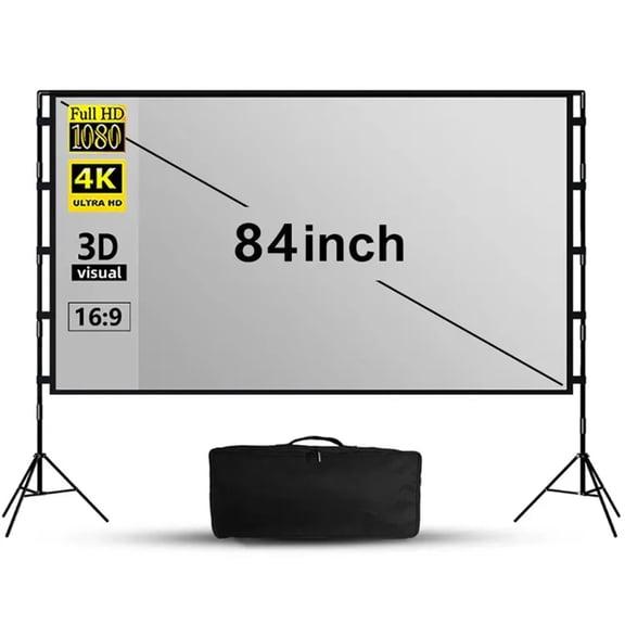 VIYODAVID 84" ALR Projector Screen with Double Stand, Gray,16:9 HD Foldable Anti-Crease Portable Movies Screen