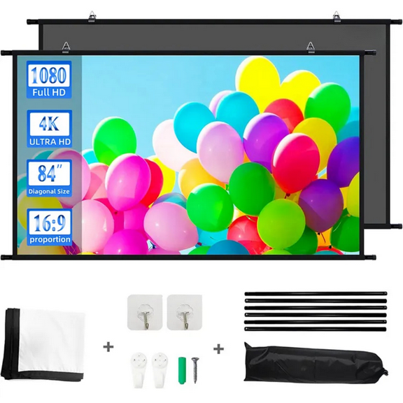 Toot shadow 84" Wall Mounted Projector Screen with Black Backing