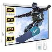 GAINVANE Projector Screen Motorized with Remote, 169 4k, 84 Inch Auto Electric Projection Screen, HD 4K Movie Screen for Home Theater, Cinema, Office