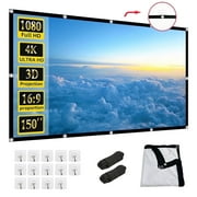 GAINVANE Outdoor Projection Screen 150 Inch, Washable Projector Screen 169 Foldable Wrinkle Resistant Portable Projector Cinema Screen for Home Theater Outdoor Indoor Support Double-sided Projection