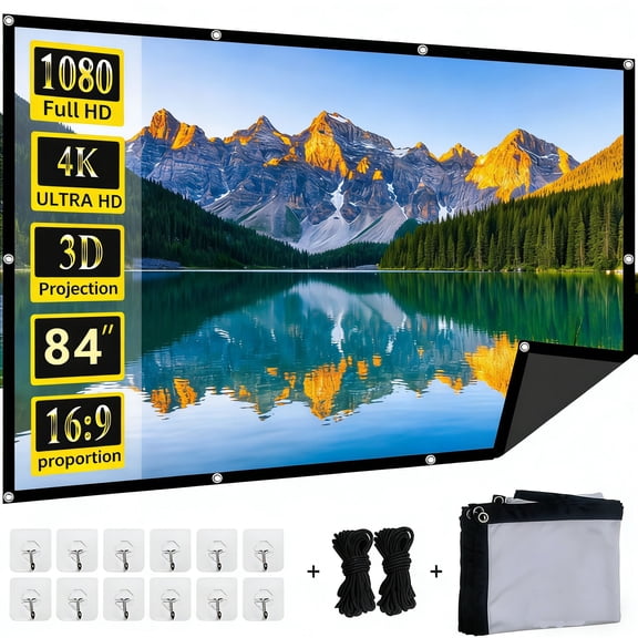 Toot shadow Projector Screen 150 inch White Milk Shred Black Background Wrinkle-Free Design Soft Projection Screen Indoor Outdoor
