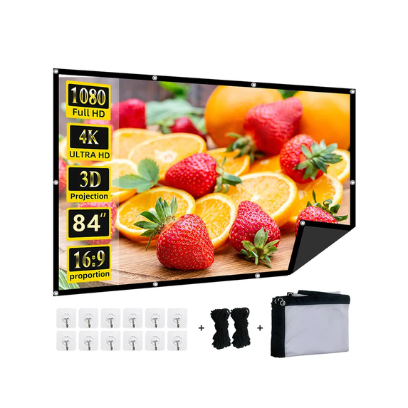 Toot shadow Projector Screen 84 inch White Milk Shred Black Background Wrinkle-Free Design Soft Projection Screen Indoor Outdoor