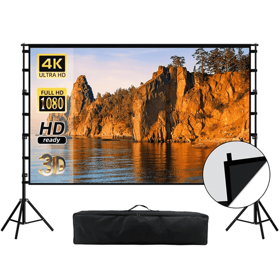 GAINVANE Projector Screen With Stand Soft Grey Wrinkle-Free Anti-Light 160° Viewing Angle 84 100 120 in Reflective Screen Outdoor