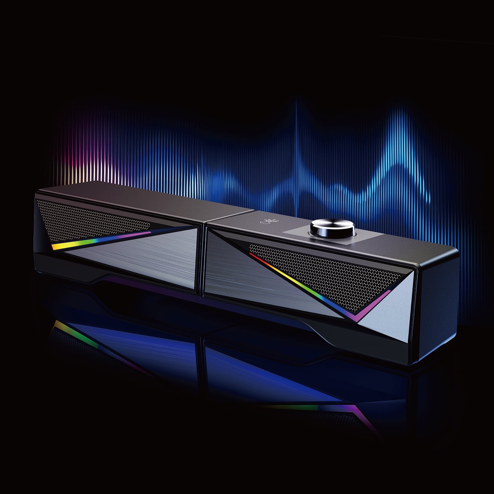 Computer Speakers with 2.0 Channel, USB C/USB Gaming Speakers with 6 Colorful LED Modes, Black, New