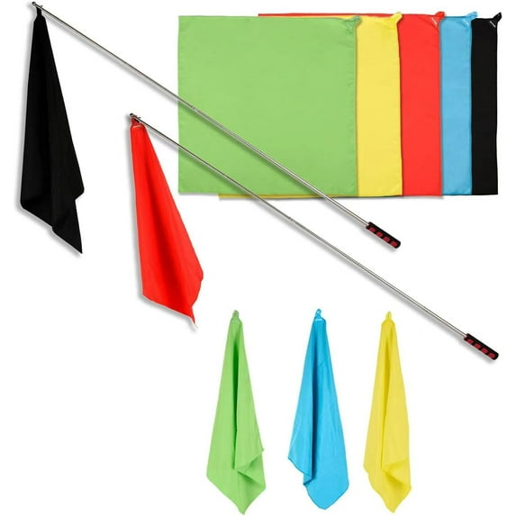 GAITWIN Horse Training Flag Equipment 5 Pcs with 1Pcs Telescopic Flag Pole Lunge Whip Stick for Horsemanship equestrian Supplies - Upgrade Stitched Loop Design