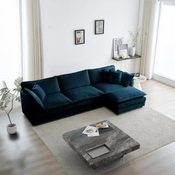 GAKMCIL 111.5" Loveseat Sofa with 1 Ottoman, 3 Seater with Upholstered Large Size Deep Seat for Living Home