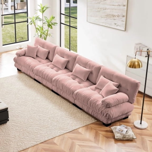 GAKMCIL 173.2" Loveseat Sofa, 4 Seater Modular Sectional Sofa, Large L Shaped Sectional Fluffy Couch, Deep Seat Sofas for Living Home