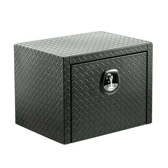 GAKMCIL 24" Heavy Duty Aluminum Diamond Plate Tool Underbody Box, Outdoor Waterproof Square Truck Storage Organizer Chest with Lock and Keys, 23lbs Load for Trucks, RVs, ATVs, Trailers, Garages