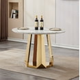 thumbnail image 1 of GAKMCIL 47" Round Dining Table for 4-6 People, Modern Kitchen Table with High Glossy Faux Marble Top, Stainless Steel Geometric Base, 400lbs Load, Easy Assembly for Dining Room, Kitchen (Gold&White), 1 of 11