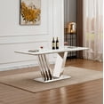 thumbnail image 1 of GAKMCIL 70" Rectangle Dining Table for 6-8 People, Modern Faux Marble Kitchen Table with Mirrored Finish Stainless Steel Base, 300lbs Load, Easy Assembly for Dining Room, Kitchen (Silve&White), 1 of 10