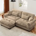 thumbnail image 1 of GAKMCIL 93.7" Loveseat Sofa, 2 Seater Modular Sectional Sofa, Large U Shaped Sectional Fluffy Couch, Velvet Cloud Couch with 1 Ottoman, Deep Seat Sofas for Living Home, 1 of 12