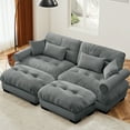 thumbnail image 1 of GAKMCIL 93.7" Loveseat Sofa, 2 Seater Modular Sectional Sofa, Large U Shaped Sectional Fluffy Couch, Velvet Cloud Couch with 2 Ottoman, Deep Seat Sofas for Living Home, 1 of 12