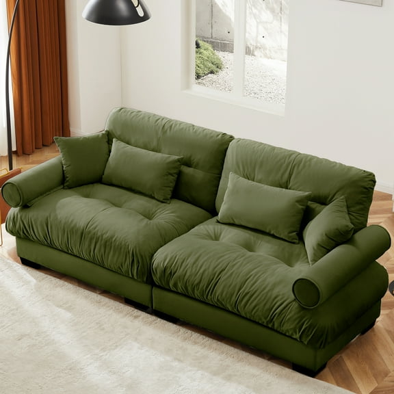 GAKMCIL 93.7" Loveseat Sofa, 2 Seater Modular Sectional Sofa, Large U Shaped Sectional Velvet Fluffy Couch,Deep Seat Sofas for Living Home