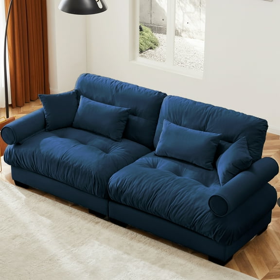 GAKMCIL 93.7" Loveseat Sofa, 2 Seater Modular Sectional Sofa, Large U Shaped Sectional Velvet Fluffy Couch,Deep Seat Sofas for Living Home