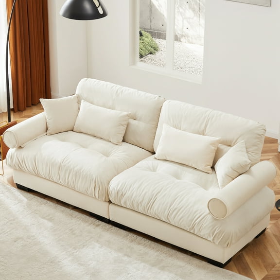 GAKMCIL 93.7" Loveseat Sofa, 2 Seater Modular Sectional Sofa, Large U Shaped Sectional Velvet Fluffy Couch,Deep Seat Sofas for Living Home