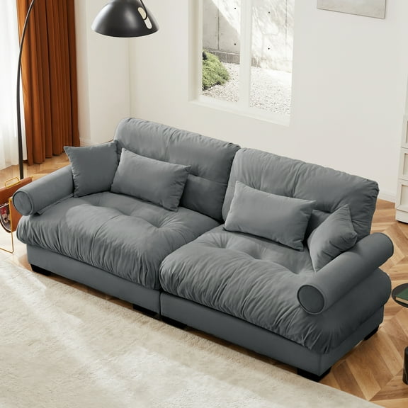 GAKMCIL 93.7" Loveseat Sofa, 2 Seater Modular Sectional Sofa, Large U Shaped Sectional Velvet Fluffy Couch,Deep Seat Sofas for Living Home