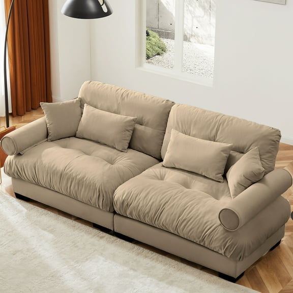 GAKMCIL 93.7" Loveseat Sofa, 2 Seater Modular Sectional Sofa, Large U Shaped Sectional Velvet Fluffy Couch,Deep Seat Sofas for Living Home
