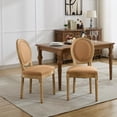 thumbnail image 1 of GAKMCIL Fabric Dining Chair, Upholstered Dining Room Chairs, Exquisitely Carved French Solid Wood Frame, Density Foam, Steel Spring Lining, Weight Capacity:300lb, Tan (Set of 2), 1 of 15