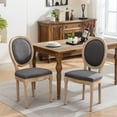 thumbnail image 1 of GAKMCIL Fabric Dining Chair, Upholstered Dining Room Chairs, Exquisitely Carved French Solid Wood Frame, Density Foam, Steel Spring Lining, Weight Capacity:300lb, Dark Gray (Set of 2), 1 of 15