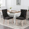 thumbnail image 1 of GAKMCIL Linen Dining Chair (Set of 2), Comfy Tufted Fabric Upholstered Dining Chair with Nailhead Trim, Solid Wood Legs, Weight Capacity 300lb for Dining Room and Kitchen (Black), 1 of 14