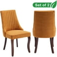 thumbnail image 1 of GAKMCIL Linen Dining Chairs (Set of 2), Channel Tufted Kitchen Dinner Chair Comfy Fabric Upholstered Accent Chair for Dining Room with Solid Wood Legs, Weight Capacity:300lb (Gold), 1 of 8