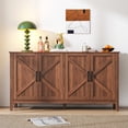 thumbnail image 1 of GAKMCIL Modern Freestanding Buffet Sideboard with 4 Doors & 4 open shelgves, Entryway Floor Storage Cabinet, Easy Maintenance for Living Room Bedroom Office Kitchen (Walnut) (59.06"L*15.75"W*31.50"H), 1 of 13