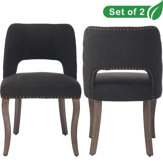 GAKMCIL Modern Fabric Upholstered Dining Chairs (Set of 2) with Wooden Legs, Weight Capacity 300lbs for Dining Room and Kitchen (Brown)