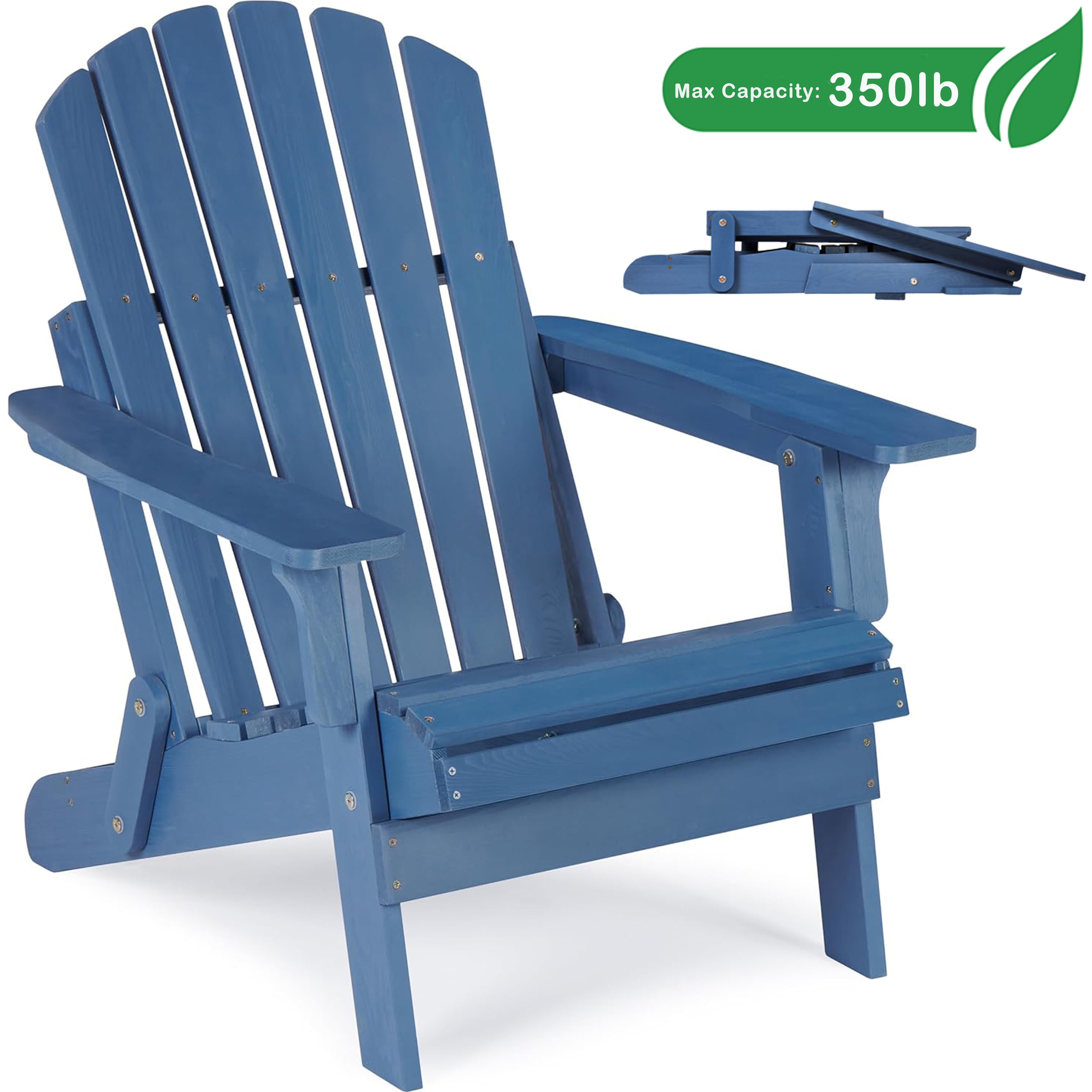 GAKMCIL Oversize Wooden Folding Adirondack Chairs, Premium Hemlock