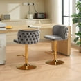 thumbnail image 1 of GAKMCIL Velvet Upholstered Swivel Bar Stools with Adjustable Seat Height, Footrest, Golden Chrome Base, Button Tufted Back, Rivets Trim, 300lb Load for Home Pub, Kitchen Island (Set of 2, Gray), 1 of 10