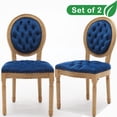 thumbnail image 1 of GAKMCIL Velvet artificial leather Dining Chair with French Solid Wood Frame,Hand Pull Button Decoration,Nailed Headdress Edge,Density Foam,Steel Spring Lining,Weight Capacity:300lb, Blue (Set of 2), 1 of 8