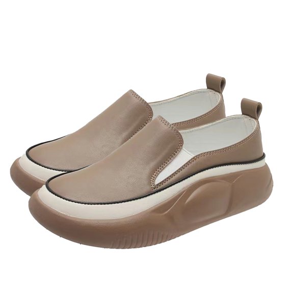 Samickarr Flats Shoes For Women New Casual Loafers Women's Thick Bottom One Foot Stirrup Maternity Shoes Soft Leather Retro Shoes Women's Shoes Casual Shoes