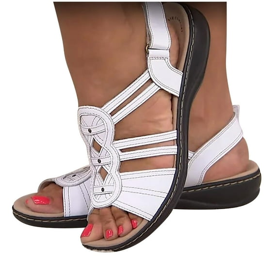 Samickarr Summer Sandals For Women Indoor And Outdoor Wide Women Ladies Fashion Slope Heel Sandals Comfortable Round Toe Buckle Causal Sandals Shoes