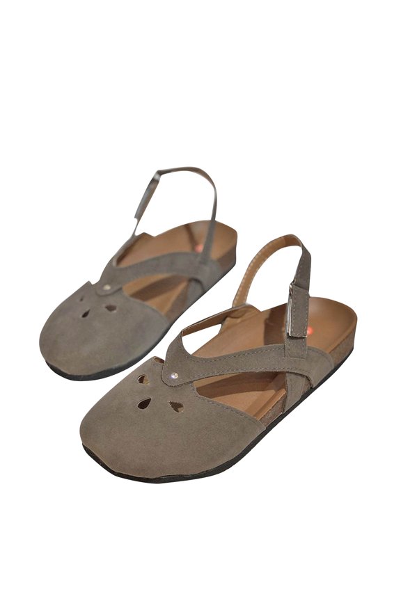 Summer Sandals For Women Indoor And Outdoor Wide Women's Foreign Trade Plus-size Fashion Retro Empty One Line Buckle Flat Sandals