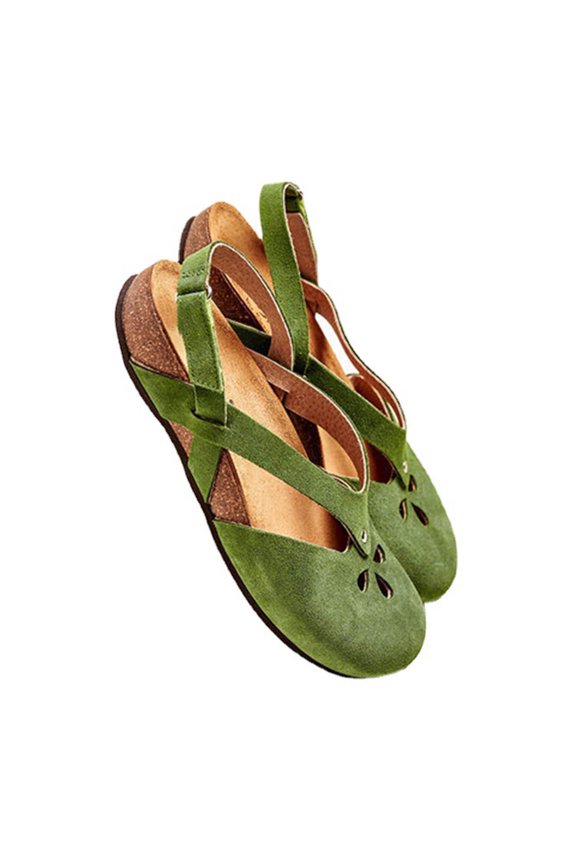 Summer Sandals For Women Indoor And Outdoor Wide Women's Foreign Trade Plus-size Fashion Retro Empty One Line Buckle Flat Sandals