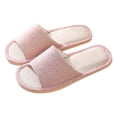 thumbnail image 1 of Samickarr Summer Slippers For Women Indoor And Outdoor Wide Fashion Couple Casual Linen Round Head Stripe Comfy Casual Flops Home Shoes, 1 of 6