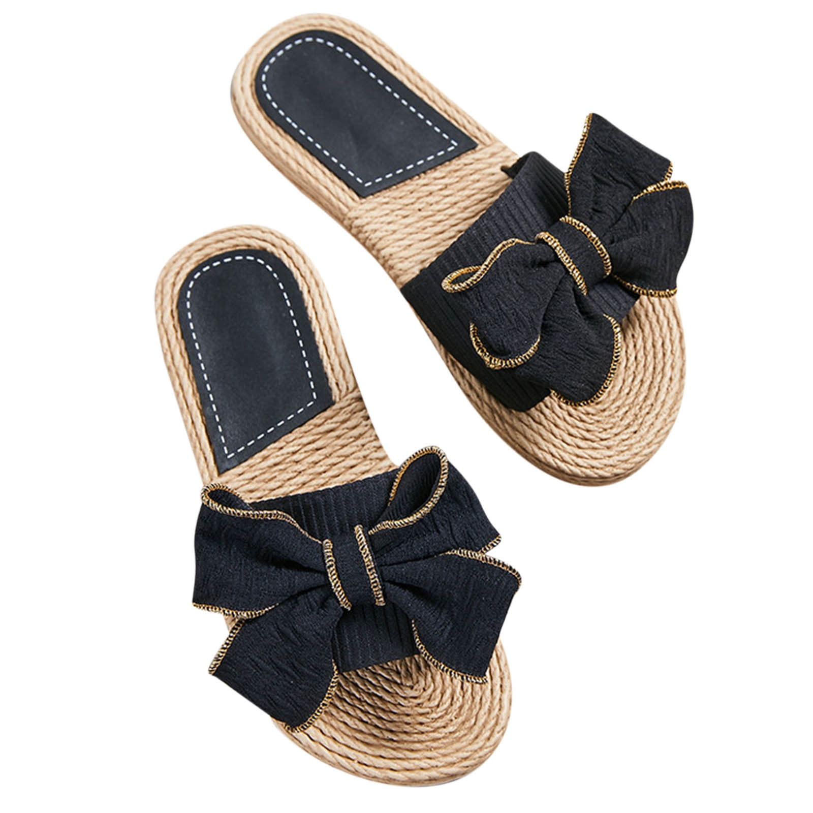 Women Summer Soft Leather Weave Flat Slippers