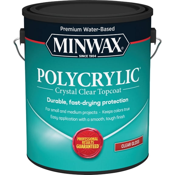 Minwax Polycrylic Gloss - Low Odor, Clear Finish - 1 Gallon  Residential Use, Standard Application