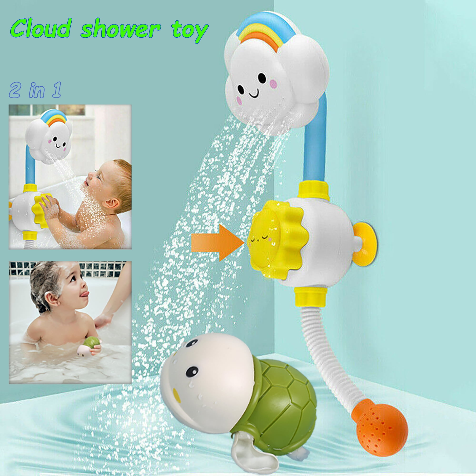 GALAFOKI Bath Toys for Toddlers, 2 in 1 Bath Time Toy with Rainbow