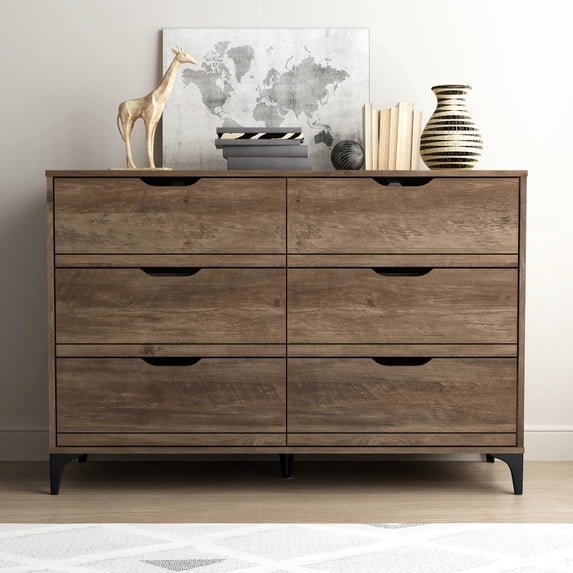 GALANO Lilay 6-Drawer Dresser (31.7 in. H x 46.5 in. W x 15.7 in. D) Knotty Oak