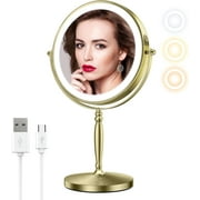GALAPROX 8'' Mganify Mirrors, 1X/10X Magnifying Makeup Mirror with Lights-Silver