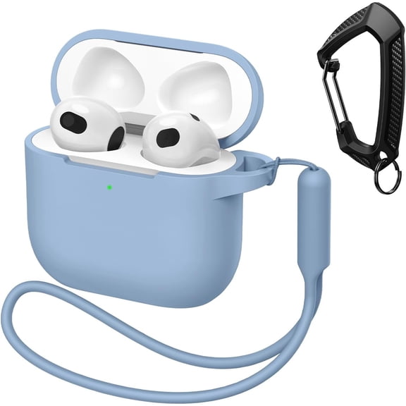 GALAPROX AirPods 4 Generation Case[2024] Soft Silicone Headphone Cover with Keychain|Hand Strap-Light Blue