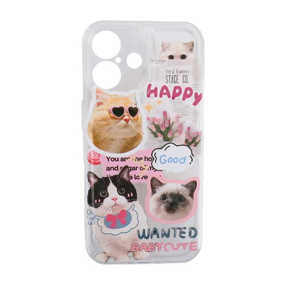 GALAPROX Cat Stickers Cute Case for iPhone 16 Plus, Lovely Pet kittens Pattern Case for Gils Women